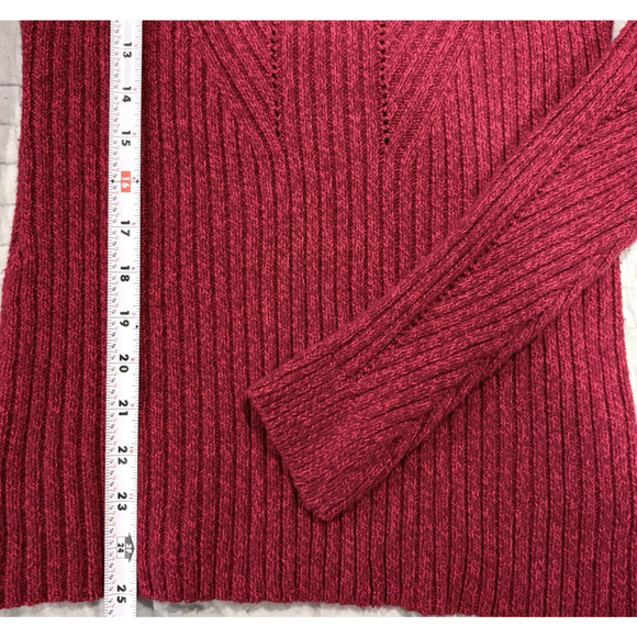 SUNDANCE Ribbed Knit Turtleneck Fitted Sweater Cotton Silk Stretchy Red S - Picture 13 of 13